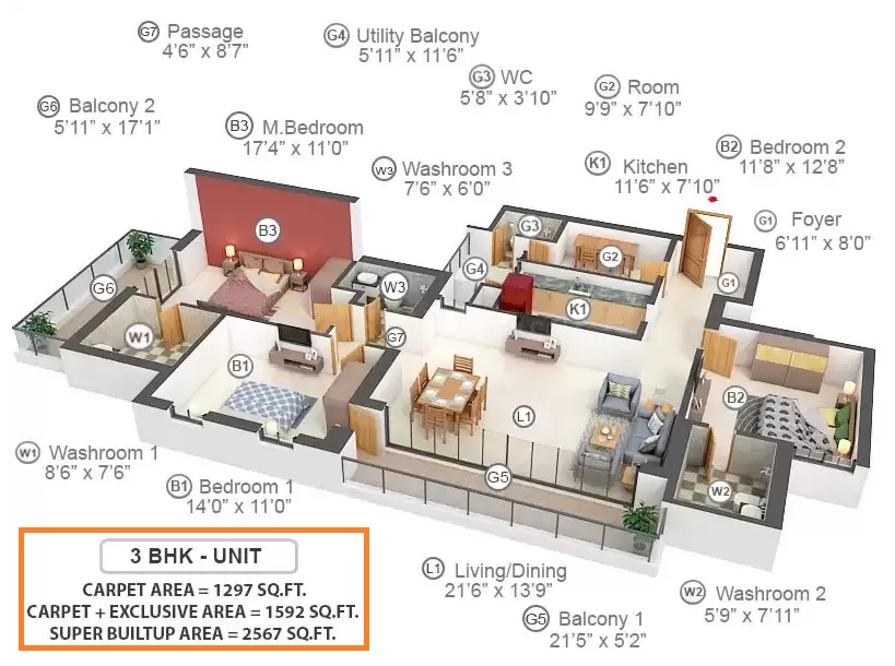 Emaar-DiGi-Homes-3-BHK-2567-Sq.-Ft.-3D-View