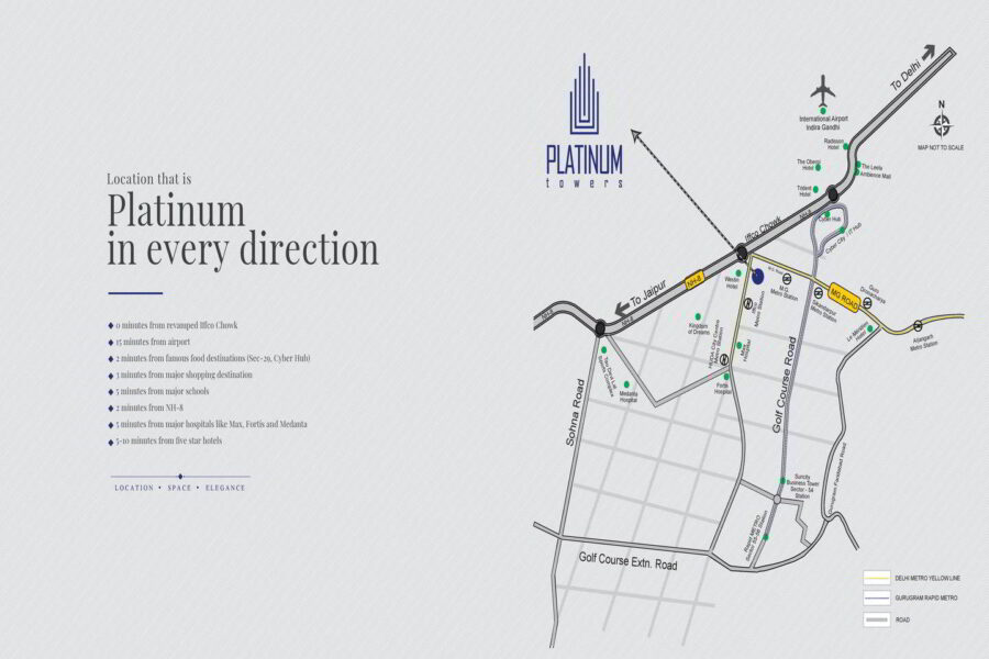Suncity Platinum Towers - Sector 28 - MG Road, Gurgaon - Location Map